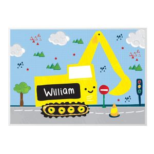 Boy's Wipe-Clean Personalised Digger Placemat