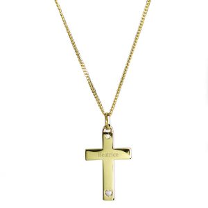 Personalised Gold Plated Sterling Silver Cross Necklace