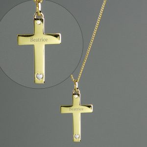 Personalised Gold Plated Sterling Silver Cross Necklace