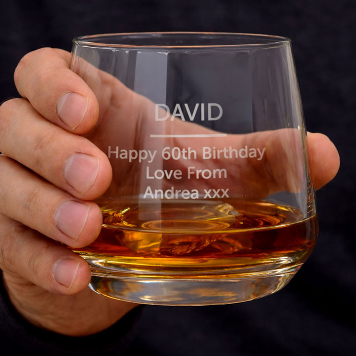 Men's Personalised Engraved Free Text Whisky Tumbler Glass