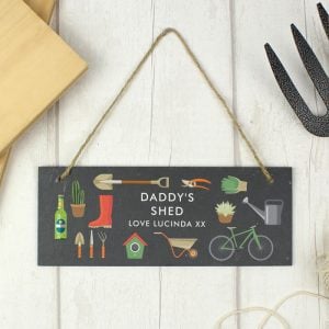 Men's Personalised Garden Printed Hanging Slate Plaque