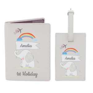 Elephant Personalised My 1st Passport Holder & Luggage Tag