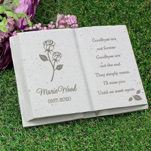 Personalised Rose Memorial Book Graveside Ornament