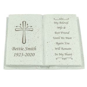 Personalised Cross Memorial Book Graveside Ornament