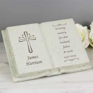 Personalised Cross Memorial Book Graveside Ornament
