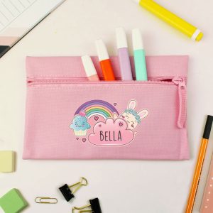 Personalised Girls Cute Bunny Pink Pencil Case