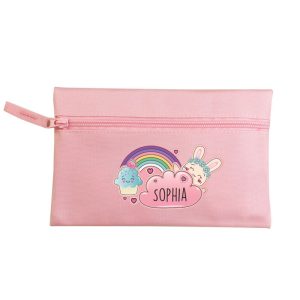 Personalised Girls Cute Bunny Pink Pencil Case