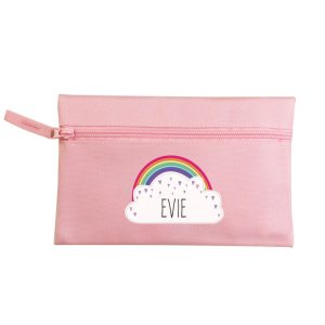 Personalised Girls Rainbow Pink Pencil Case