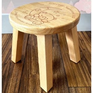 Personalised Baby Bear and Moon Children's Wooden Stool