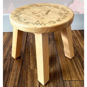 Personalised Engraved Girls Wooden Initial Name Stool