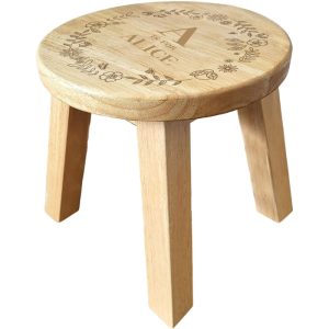 Personalised Engraved Girls Wooden Initial Name Stool