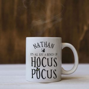 Personalised Kid's Halloween Hocus Pocus White China Mug