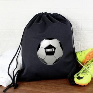 Black Personalised Football Swim PE Kit School Bag