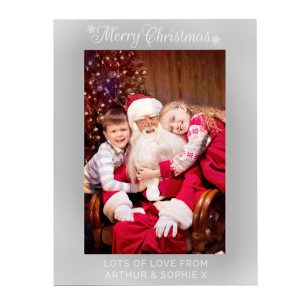Personalised Silver 5x7 Inch Merry Christmas Photo Frame