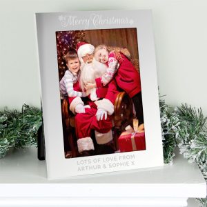 Personalised Silver 5x7 Inch Merry Christmas Photo Frame