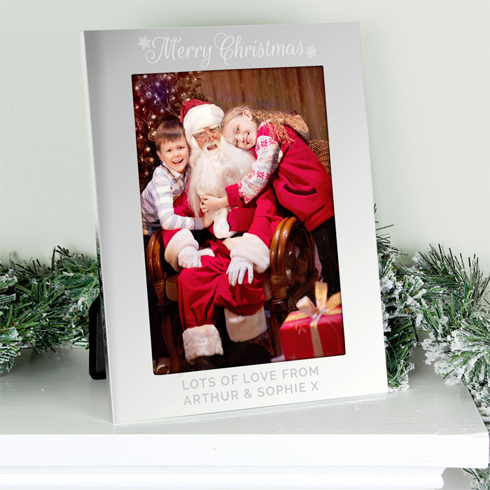 Personalised Silver 5x7 Inch Merry Christmas Photo Frame