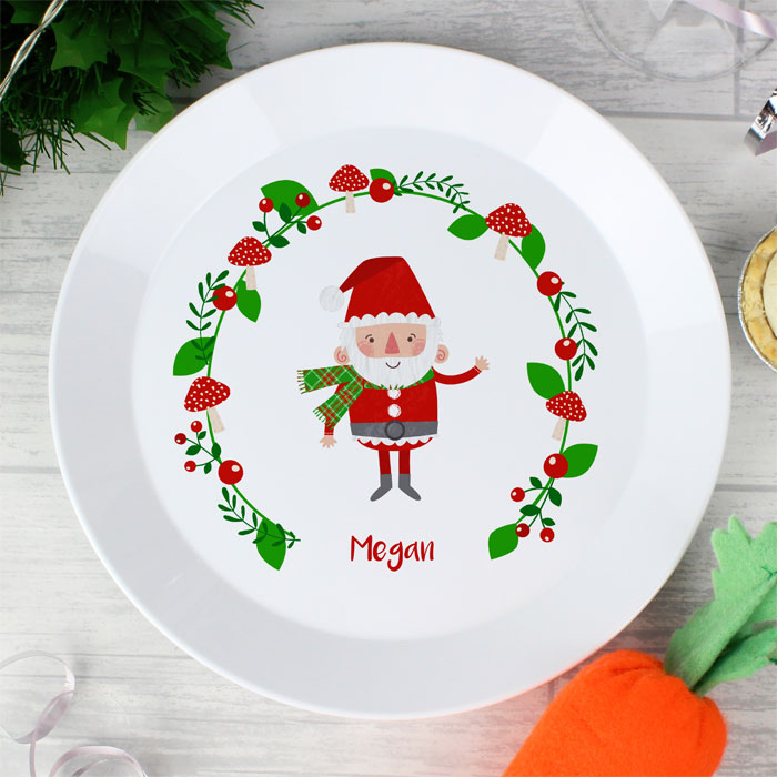 Personalised Christmas Toadstool Santa Plastic Toddler Plate