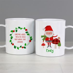 Personalised Christmas Toadstool Santa Plastic Toddler Mug