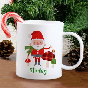 Personalised Christmas Toadstool Santa Plastic Toddler Mug