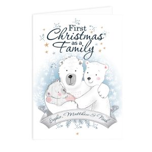Personalised Polar Bear 1st Christmas As A Family Card