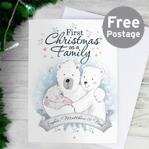 Personalised Polar Bear 1st Christmas As A Family Card