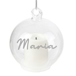 Personalised Glass LED Candle Memorial Christmas Tree Bauble