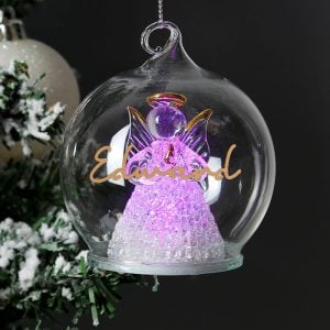 Personalised Christmas Colour Changing LED Angel Tree Bauble