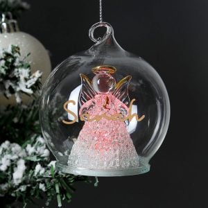 Personalised Christmas Colour Changing LED Angel Tree Bauble