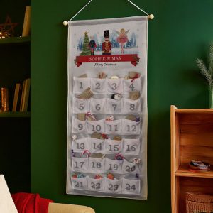 Childs Personalised Fabric Nutcracker Pocket Advent Calendar