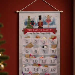 Childs Personalised Fabric Nutcracker Pocket Advent Calendar