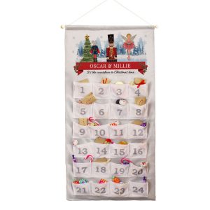 Childs Personalised Fabric Nutcracker Pocket Advent Calendar