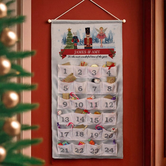 Childs Personalised Fabric Nutcracker Pocket Advent Calendar