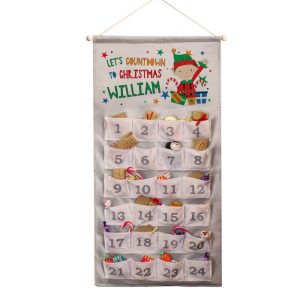 Children's Personalised Xmas Elf Felt Pocket Advent Calendar