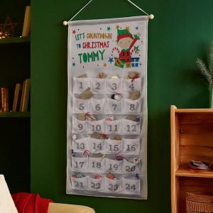 Children's Personalised Xmas Elf Felt Pocket Advent Calendar