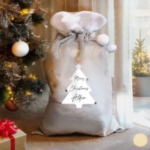 Luxury Grey Personalised Christmas Tree Sack