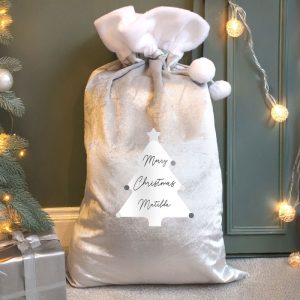 Luxury Grey Personalised Christmas Tree Sack