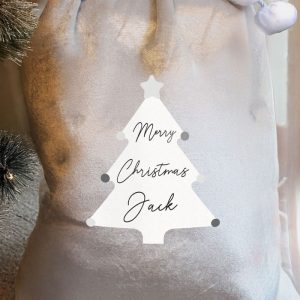 Luxury Grey Personalised Christmas Tree Sack