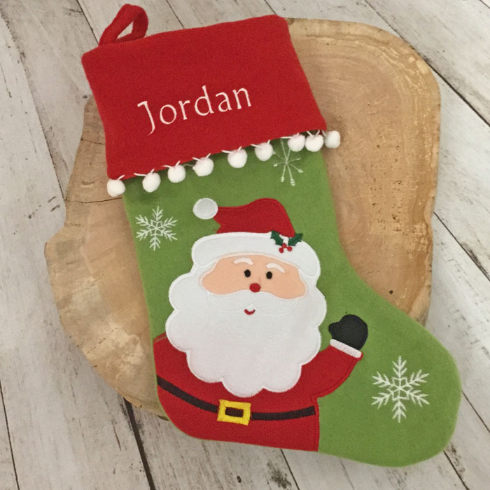 Personalised Pom Pom Luxury Santa Red Christmas Stocking