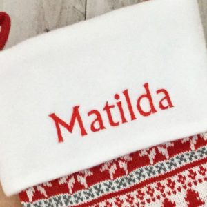 Personalised Red Nordic Print Luxury Christmas Stocking