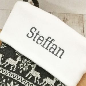 Personalised Grey Nordic Print Luxury Christmas Stocking