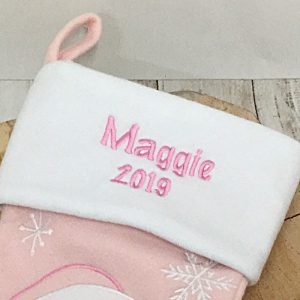 Personalised Baby Girls Pink 1st Christmas Stocking
