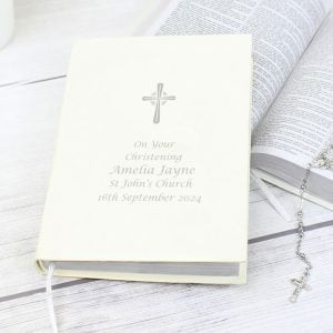 Personalised White Christening Companion Bible Eco Friendly