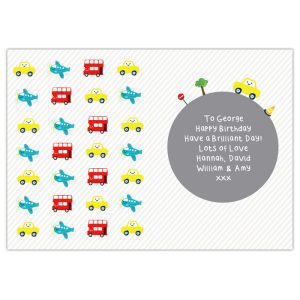 Boy's Personalised Vehicles Birthday Card