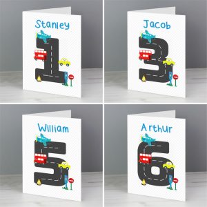 Boy's Personalised Vehicles Birthday Card