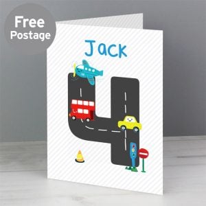 Boy's Personalised Vehicles Birthday Card