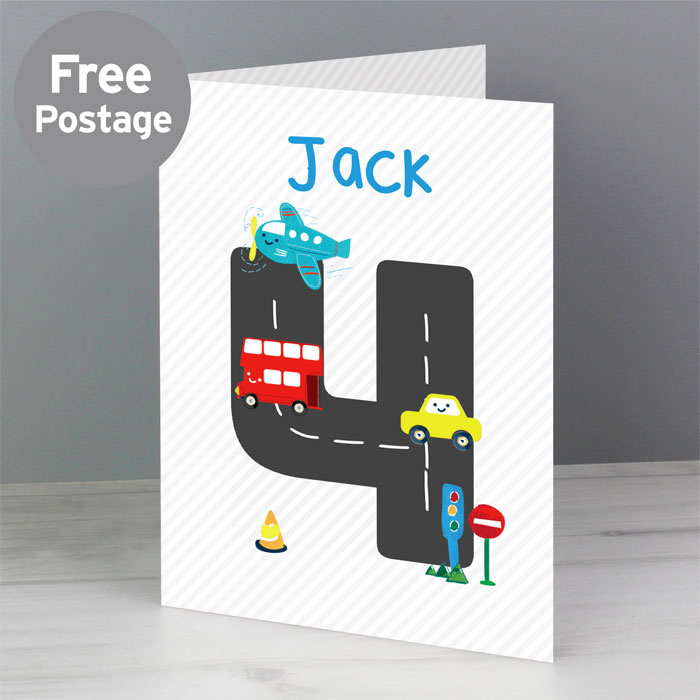 Boy's Personalised Vehicles Birthday Card