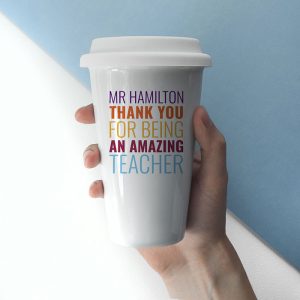 Personalised Amazing Teacher Ceramic Travel Coffee Mug