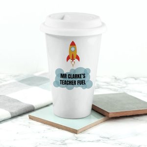 Personalised Teachers Fuel Ceramic Travel Coffee Mug