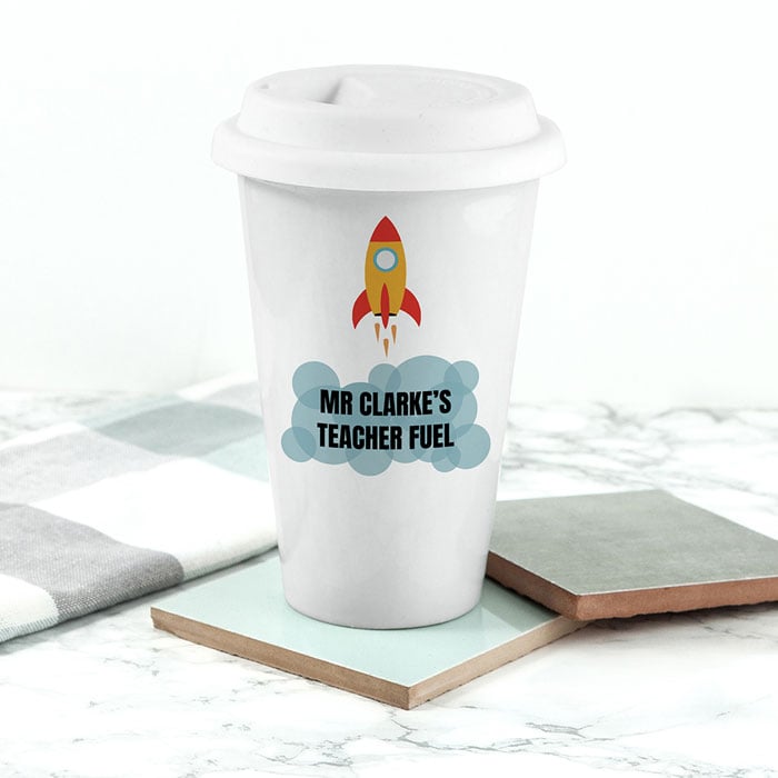 Personalised Teachers Fuel Ceramic Travel Coffee Mug