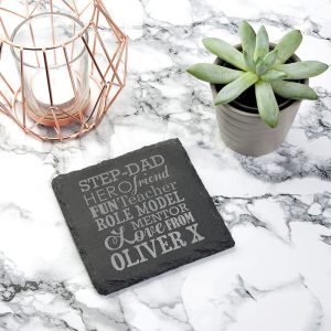 Personalised What A Step Dad Means Slate Keepsake Coaster